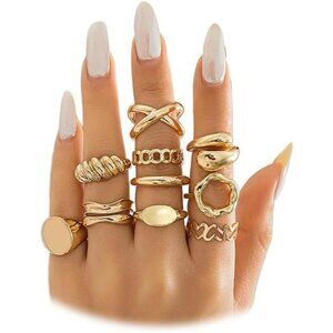 Gold silver knuckle rings set stackable adjustable open midi dainty finger rings
